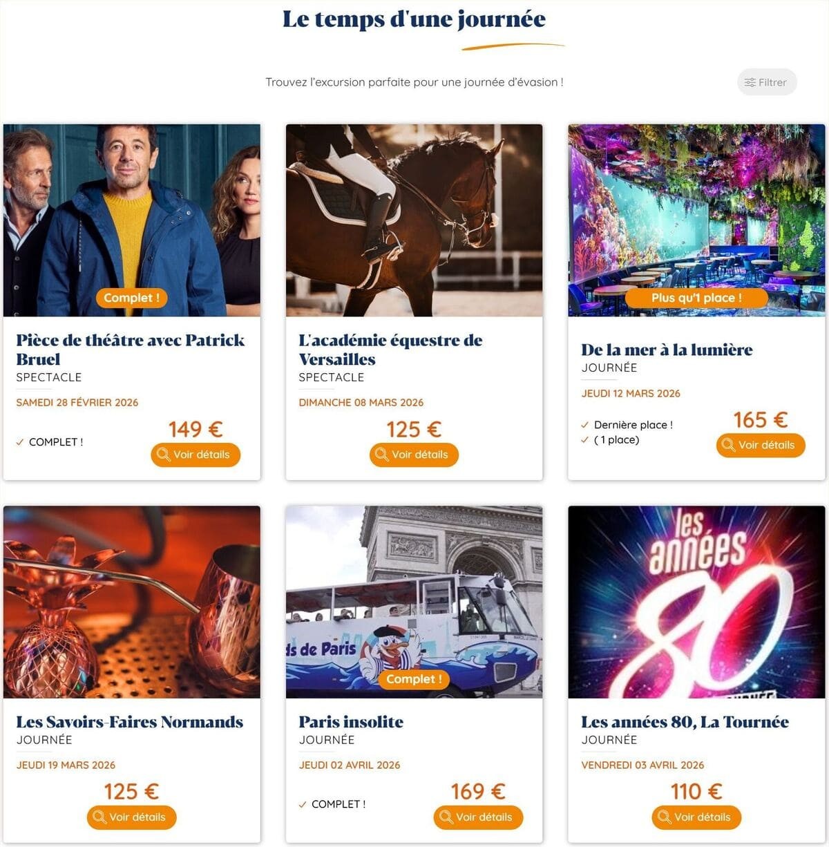 Listing voyages site internet