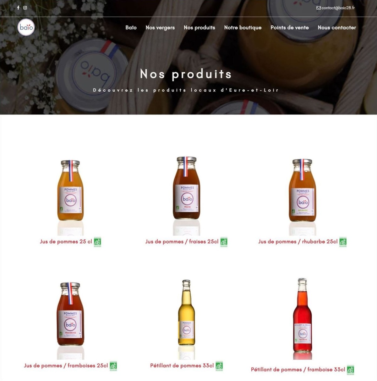 Refonte site Baio, produits bio en Eure-et-Loir