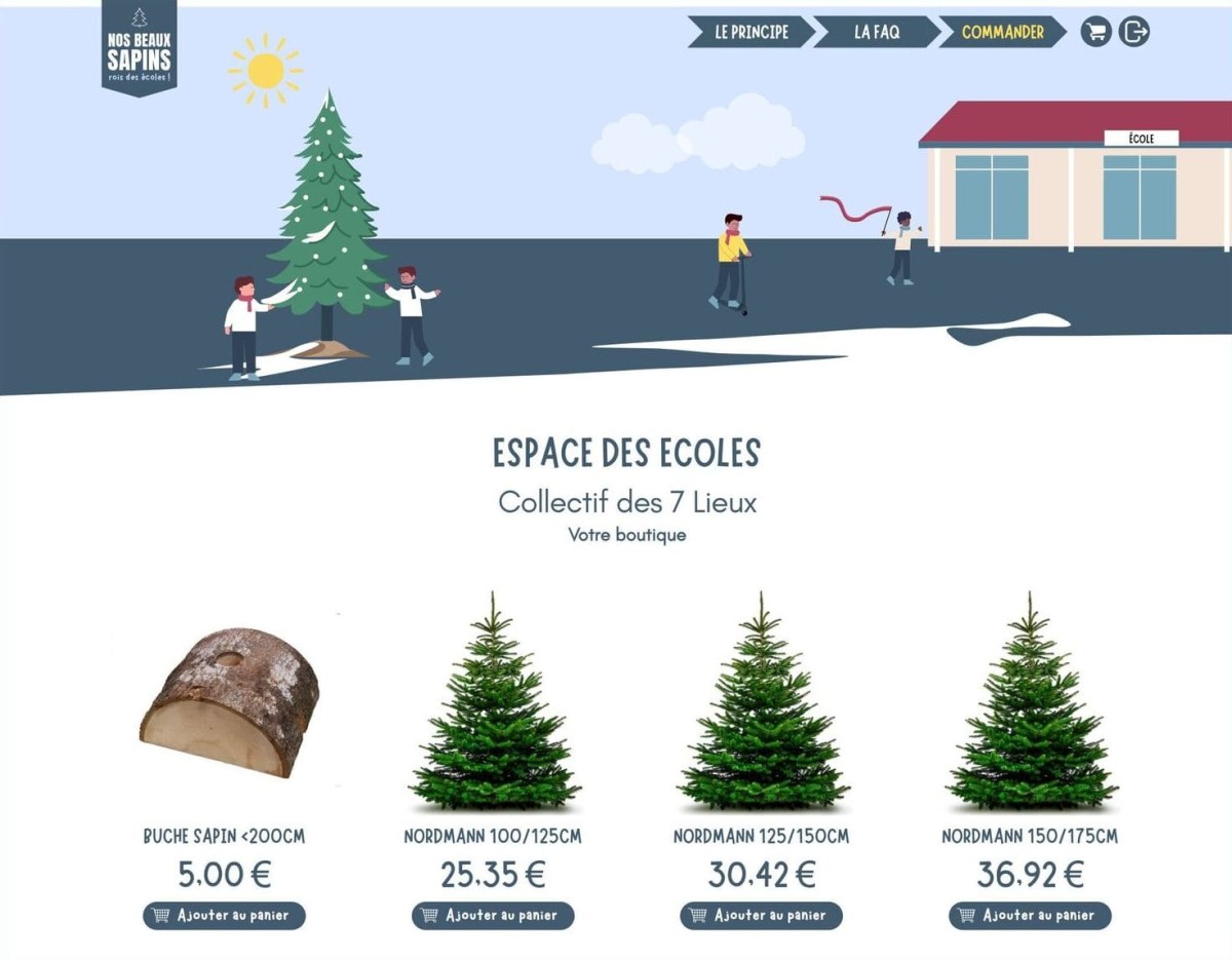 Site web pour la vente de sapins par les APE