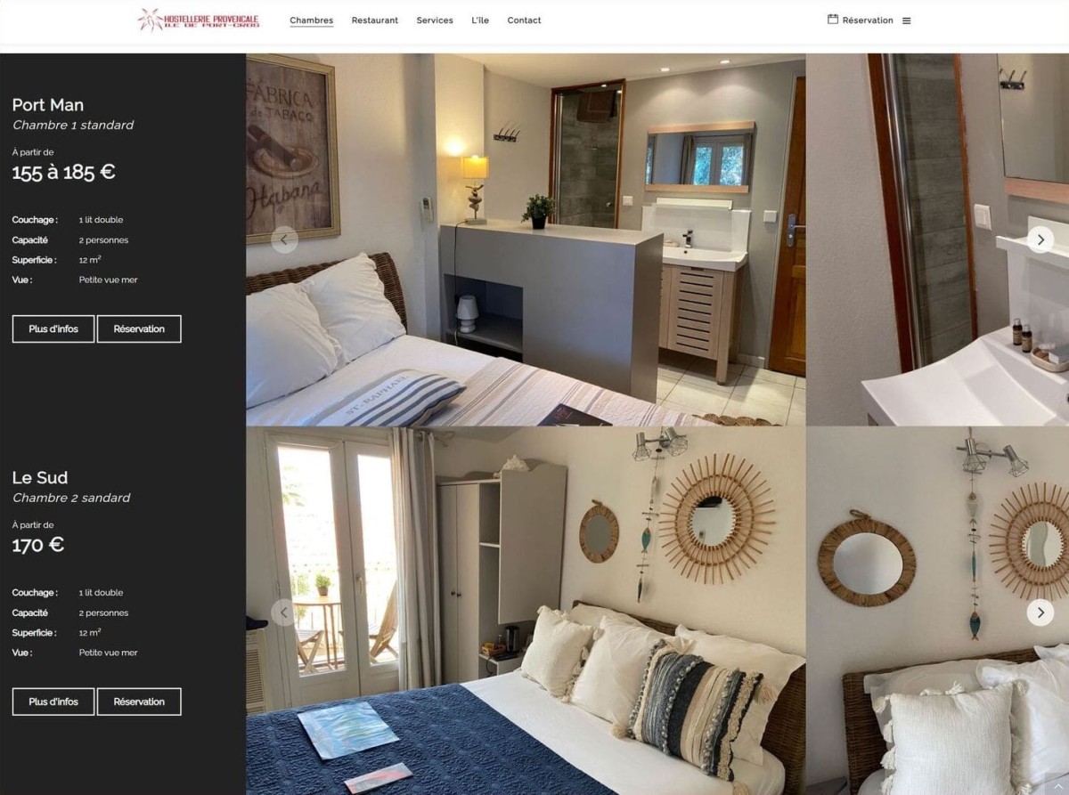 Site d'hôtel restaurant à Port-Cros