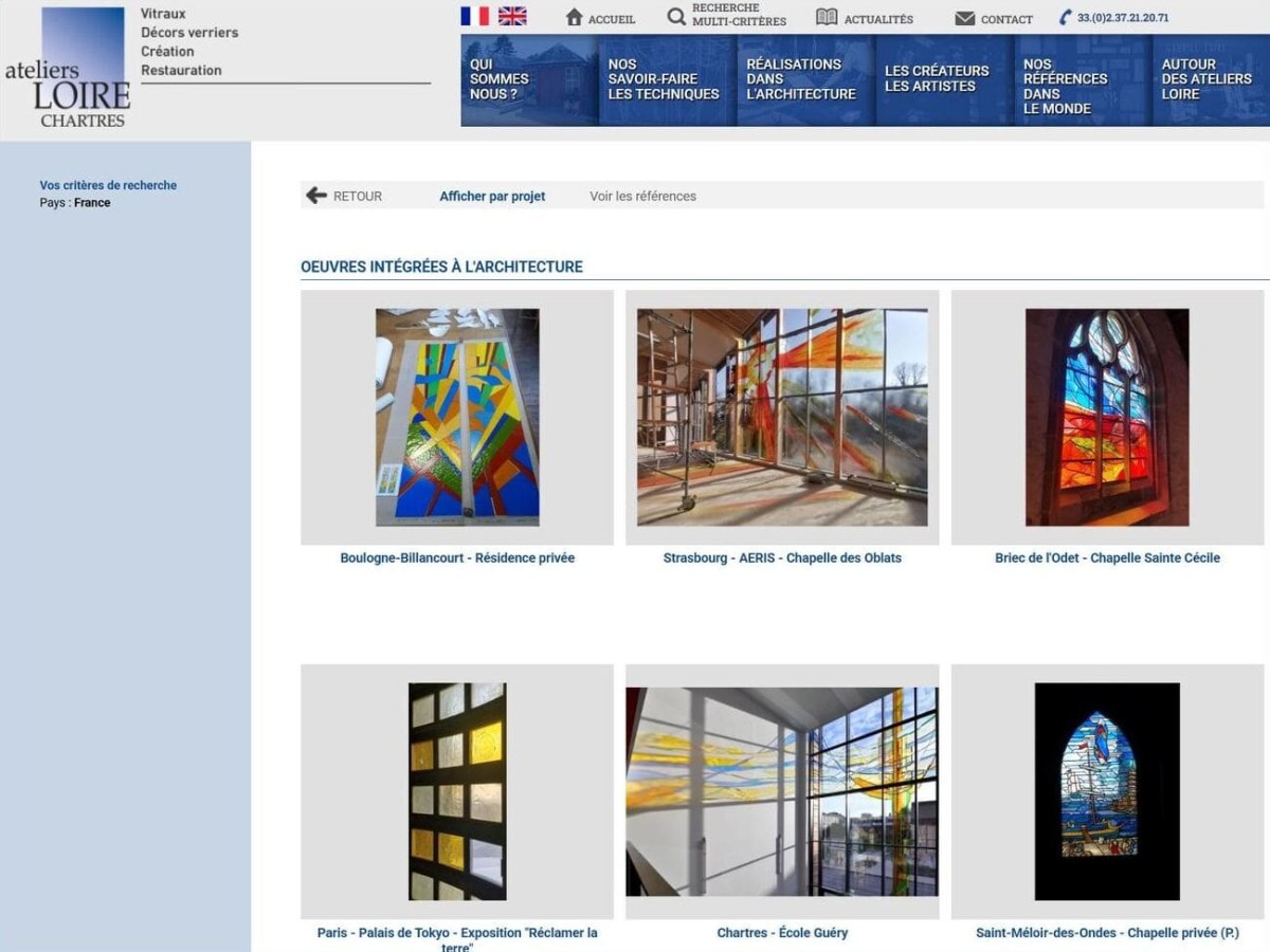 Ateliers Loire, création site Vitraux Chartres