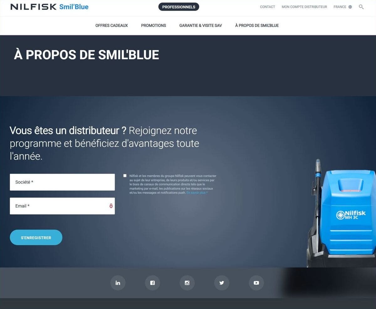 Création plateforme numérique pour Smil'Blue de Nilfisk