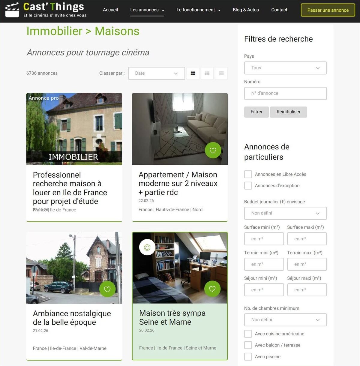 Création site internet mise en relation Cinéma