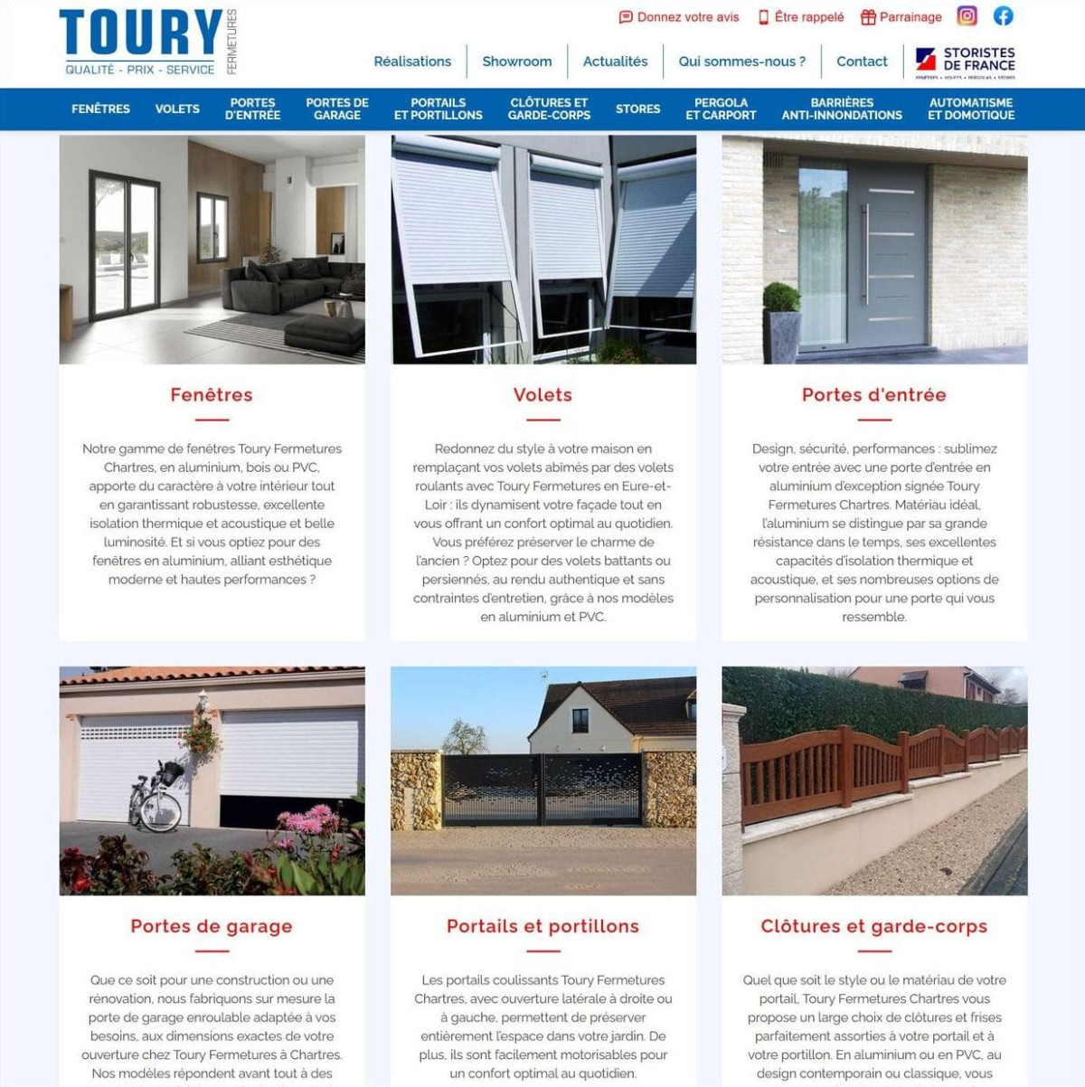 Développement site internet Chartres pour Toury Fermetures